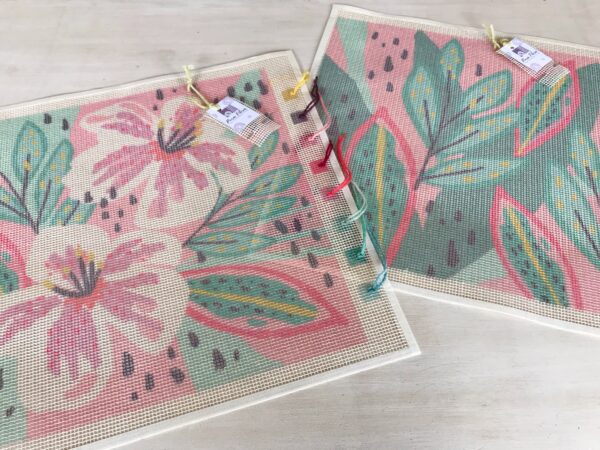 Set Hibiscus y hojas Rosadas