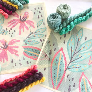 Set Cojines Flores y Hojas Menta