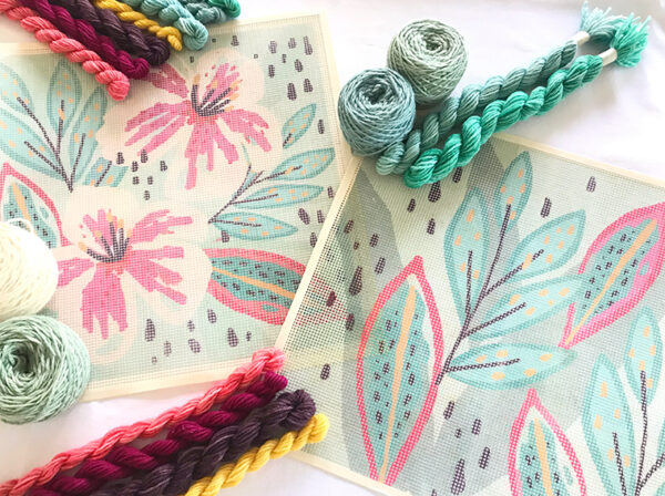 Set Cojines Flores y Hojas Menta